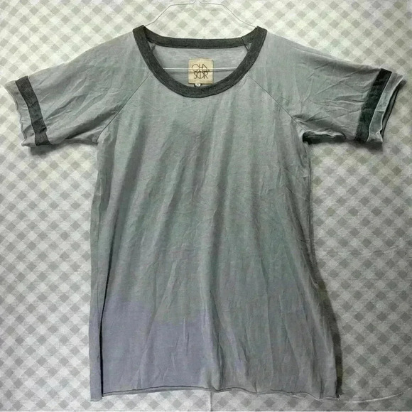 CHASER Women’s Medium Short Sleeve Raglan Tee Blocked Jersey In Seagull - Picture 2 of 8